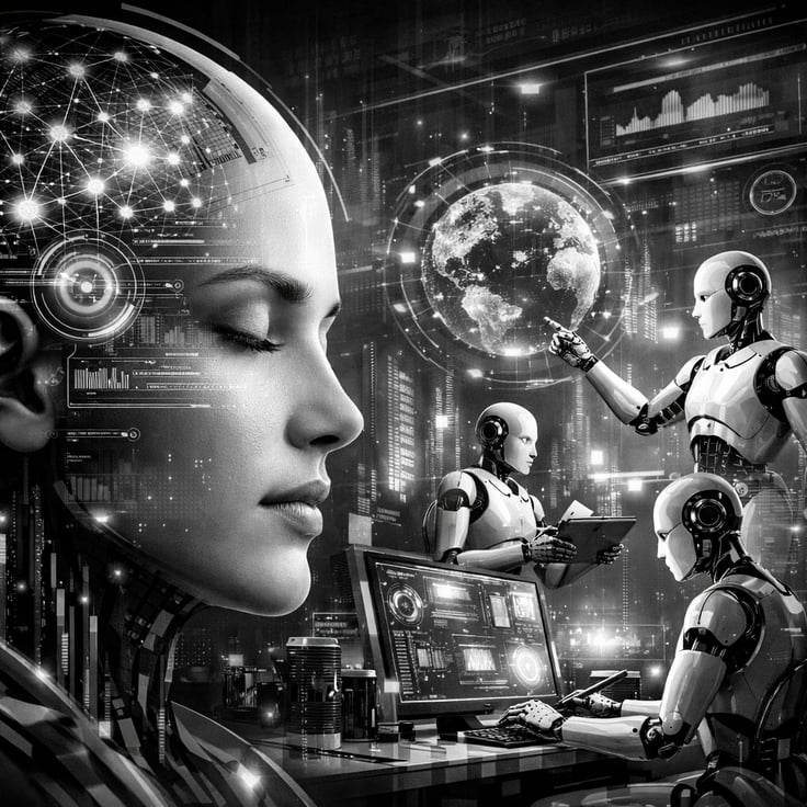 Black and White AI Agent Concept-1