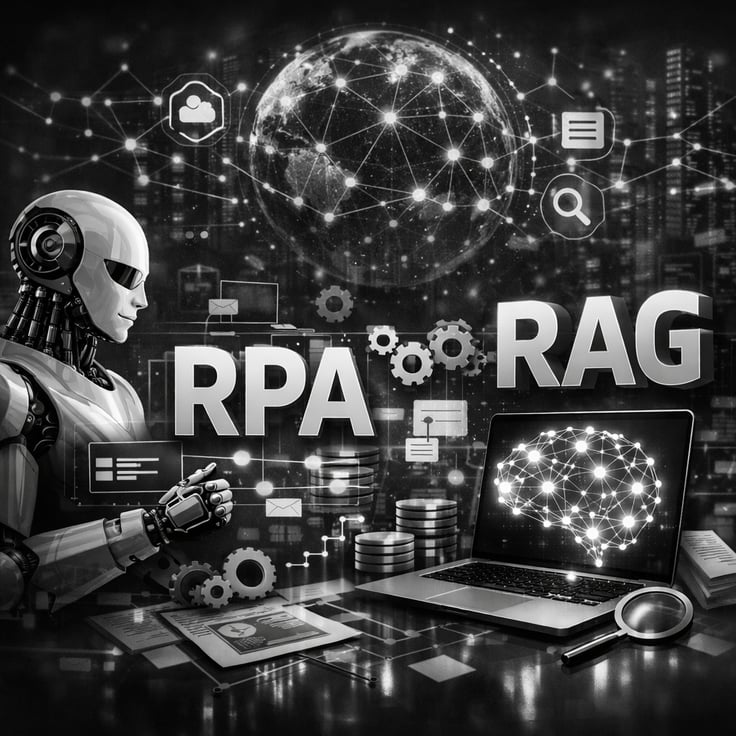 Black and White RPA RAG Landing Page Image